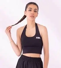 LFA Halter Seamless Sport Bra (Black, L)