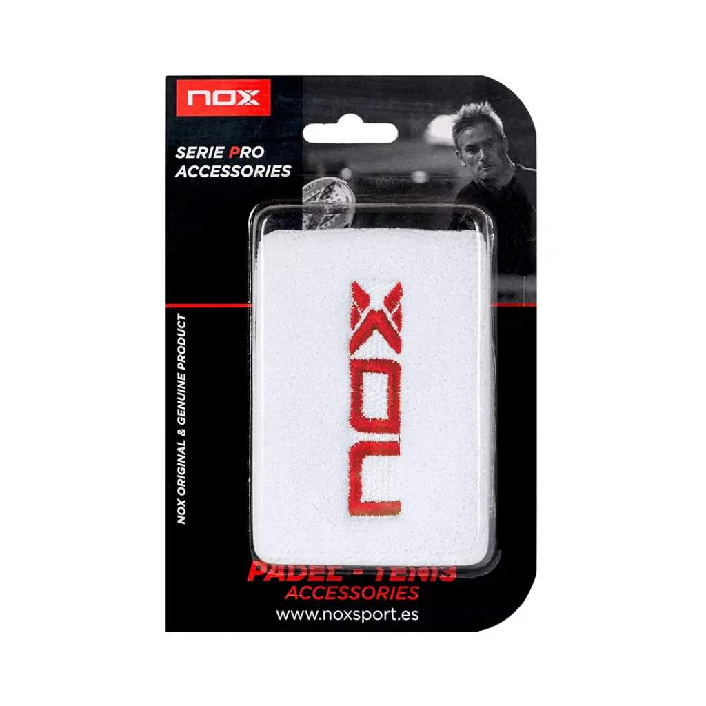 NOX BLISTER WRISTBAND WHITE (LOGO IN RED)